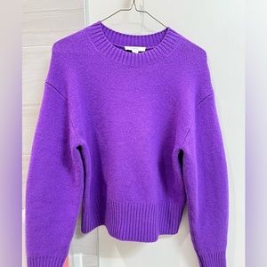 Vince women’s wide sleeve crew neck, purple sweater, 70%Wool + 30%cashmere, new
